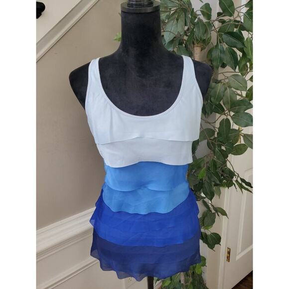 APT.9 Womens Blue Sleeveless Tiered Ruffle Scoop Neck Top Blouse Size Small - Picture 11 of 11